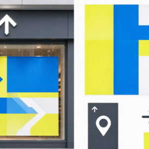 Store Signage, Window Posters, and In-Store Wayfinding Design | Long-Distance Legibility and Spatial Visual Integration